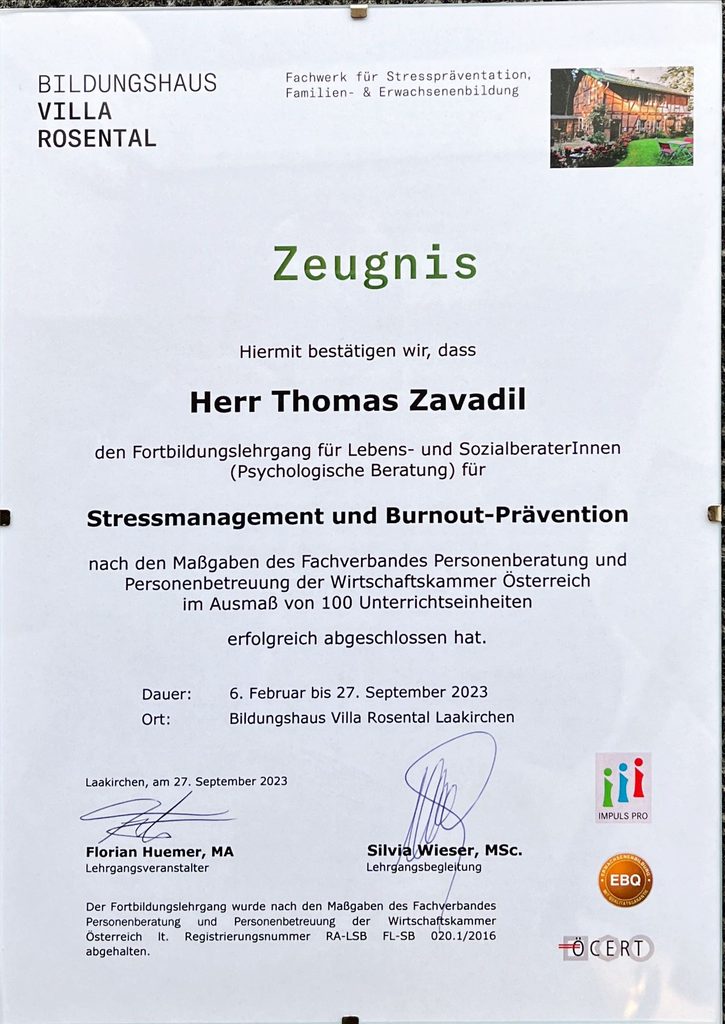 About stressmanagement burnout praevention